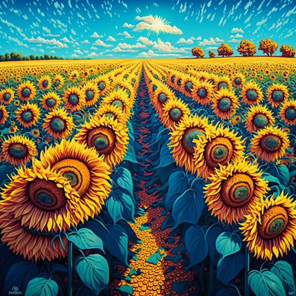 GameBox Graphics 16-bit sunflowers in field vivid colors