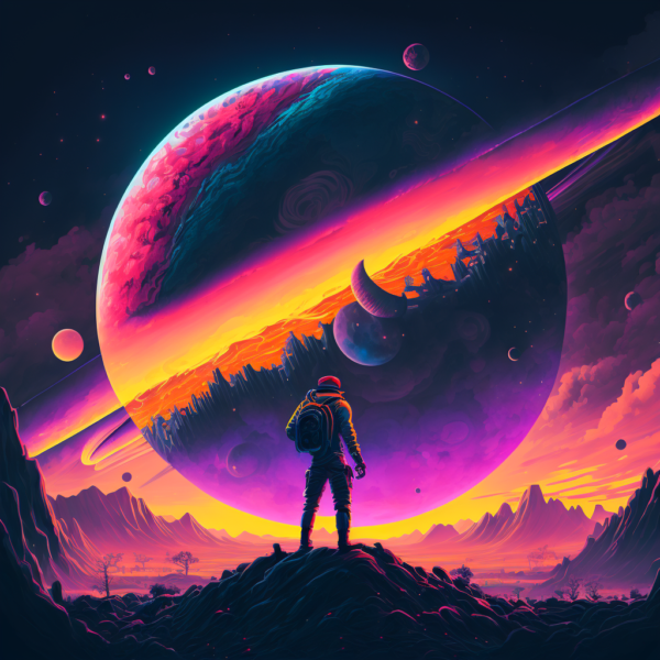 16 bit man standing on planet